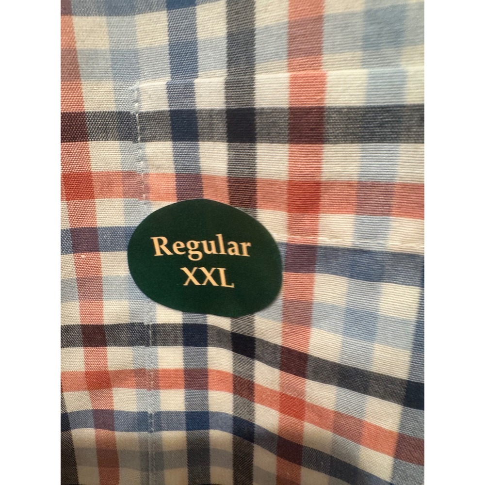 LL Bean Mens XXL NWOT Traditional Fit Plaid Button Down Shirt Blue Red‎ White - Picture 5 of 8